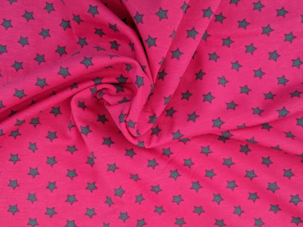 Reststück Baumwolljersey Sterne Pink/Grau 80 x 150 cm